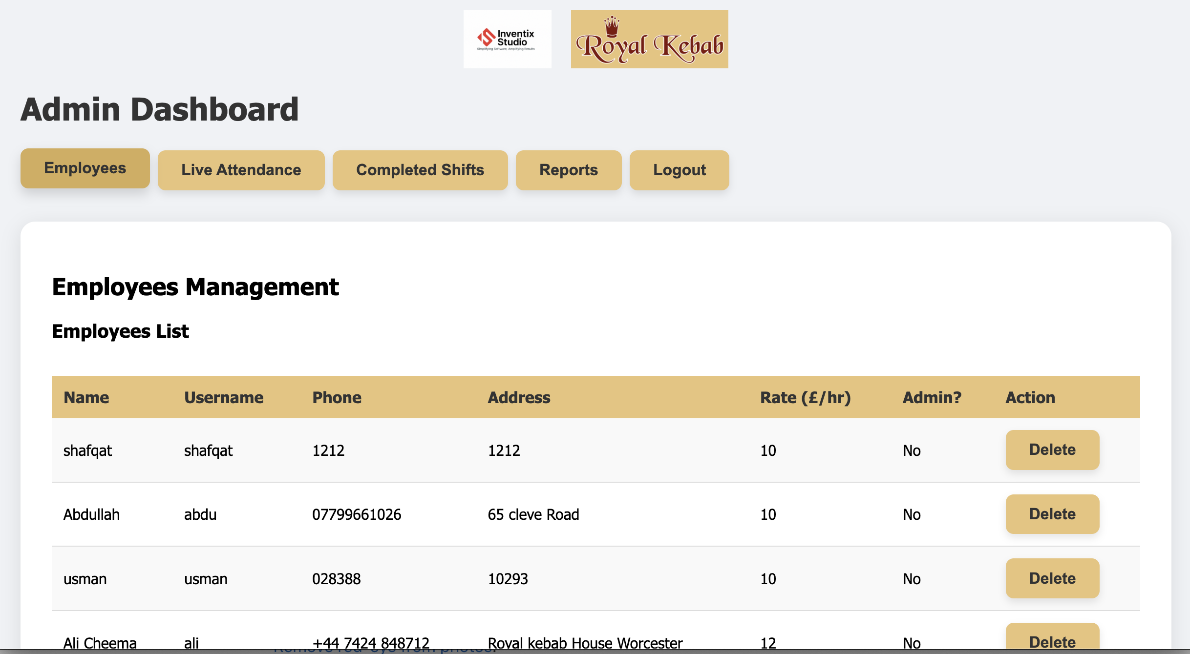 Employee Management System Screenshot